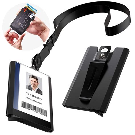 id rfid card holder quick slide safety release lanyard|shielded 2 card id badge holder.